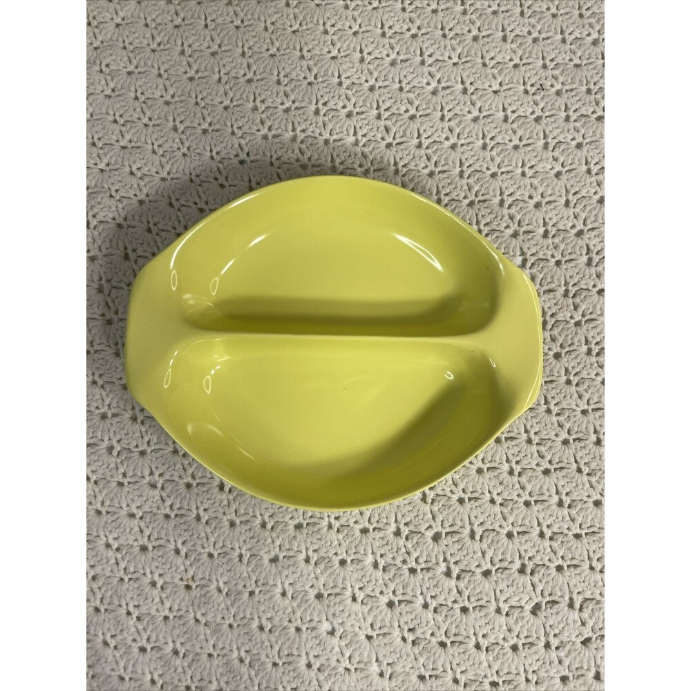Russel Wright Home Decorators Lemon Yellow Melmac 11" Divided Vegetable Bowl MCM